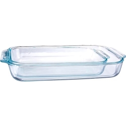 Pyrex Basics Clear Oblong Glass Baking Dishes, 2 Piece Value-plus Pack Set Made in the USA