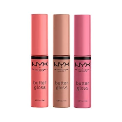 NYX PROFESSIONAL MAKEUP Butter Gloss, Non-Sticky Lip Gloss - Pack Of 3 (Angel Food Cake, Creme Brulee, Madeleine)
