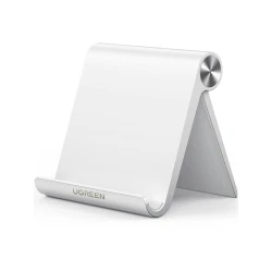 UGREEN Cell Phone Stand for Desk Phone Holder Foldable Portable Adjustable Compatible with iPhone 16 15 14 13 Pro Max, iPhone 12 11 Plus SE XS XR 8 7, Office Desk Travel Accessories, White