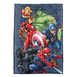 Jay Franco Marvel Avengers Super Hero Squad Weighted Blanket Measures 40x60 inches 5lbs, Kids Bedding Features Captain America, Iron Man, Black Panther, Spiderman, Hulk & Captain Marvel