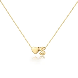 CUEZIY Initial Heart Necklace for Women 14K Gold Plated A-Z Letter Necklace Dainty Bubble Heart Pendant Tiny Initial Necklaces for Women Teen Trendy Jewelry Gifts