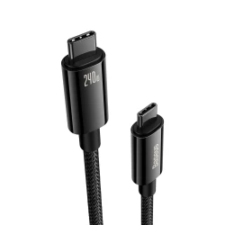 Baseus USB C Cable, 240W PD 3.1 5A Fast Charging USB C to USB C Charger Cable, Zine Alloy Nylon Braided Type C Cable for iPhone 15/Pro/Plus/Pro Max, MacBook, iPad Pro/Air/Mini, Samsung S23/S22 (6.6ft)