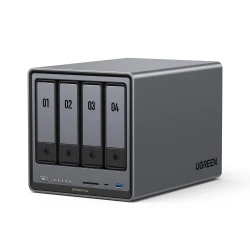 UGREEN NASync DXP4800 Plus 4-Bay Desktop NAS, Intel Pentium Gold 8505 5-Core CPU, 8GB DDR5 RAM, 128G SSD, 1 * 10GbE, 1 * 2.5GbE, 2 * M.2 NVMe Slots, 4K HDMI, Network Attached Storage (Diskless)
