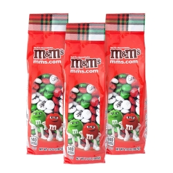 M&M'S WORLD Christmas Candy Gift Bags, 3-pack for Gifts, Holiday Candy Bowls, Party Décor, and Stocking Stuffers