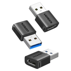 UGREEN USB to USB C Adapter 3Pack, 10Gbps USB C Female to USB 3.0 Male Adapter Type C Charge Converter for iPhone 16 15 14 13 Plus Pro Max,iPad Air Mini 6 7,Samsung Galaxy S23 S24,Pad Air,Black