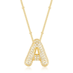 CUEZIY Bubble Gold Letter Necklace for Women Teen Dainty Balloon Initial Necklaces 14K Gold Plated Alphabet Pendant Necklace Personalized Trendy Jewelry Gift