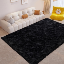 FinRèc Soft Black Rugs for Bedroom Living Room, 4x6 Feet Modern Indoor Fluffy Shaggy Area Rug, Non-Slip Fuzzy Furry Rug for Nursery Kids Room Dorm Room Home Decor, High Pile Plush Floor Carpet