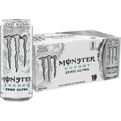Monster Energy Zero Ultra, Sugar Free Energy Drink, 16 Ounce (Pack of 15)