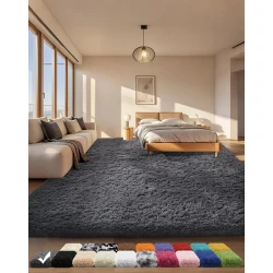Ophanie Area Rugs for Bedroom Living Room, Grey Fluffy Fuzzy Shag Shaggy Soft Plush Carpet, 4x6 Indoor Floor Gray Rug for Kids Home Dorm Decor Aesthetic