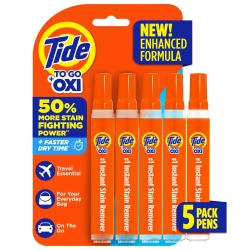 Tide Stain Remover for Clothes, Tide To Go Pen, Instant Stain Remover for Clothes, Travel & Pocket Size, 5 Count (Pack of 1)