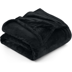 Utopia Bedding Fleece Blanket Queen Size Black 300GSM Luxury Anti-Static Fuzzy Soft Microfiber Bed Blanket (90x90 Inch)