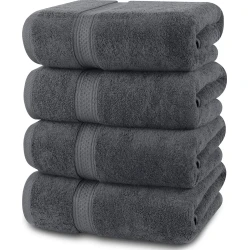 Utopia Towels 4 Pack Premium Bath Towels Set, 27 by 54 Inches, 100% Ring Spun Cotton 600GSM, Lightweight and Highly Absorbent Quick Drying Towels, Perfect for Daily Use, Grey