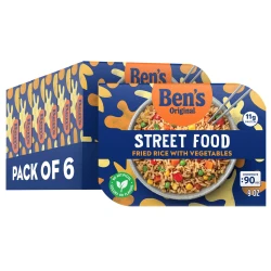 BEN'S ORIGINAL Street Food Fried Rice with Vegetables, Prepared Entrée, Microwave in 90 Seconds, 9 oz​ (Pack of 6)