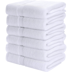 Utopia Towels 6 Pack Medium Bath Towel Set, 24 by 48 Inches, 500 GSM 100% Ring Spun Cotton, Lightweight and Highly Absorbent Quick Drying Premium Towels for Hotel, Spa and Bathroom, White